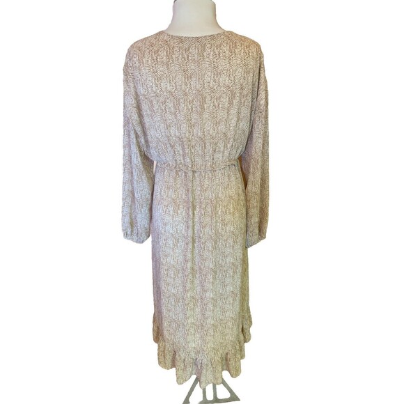 Mocha Ruffled Cottage Prairie Midi Dress By Very J High Low Hippy Boho Large EUC - Picture 7 of 15